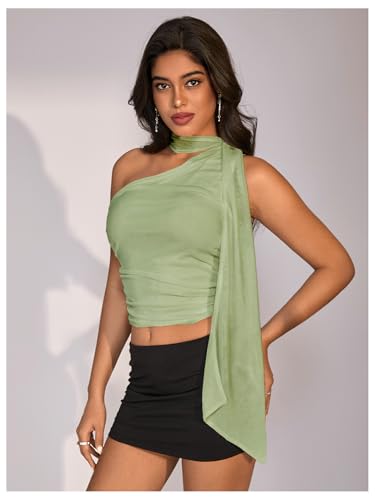 Image of RoseSeek Women's Y2K Leopard Polka Dots Halter Asymmetrical Neck Crop Tops