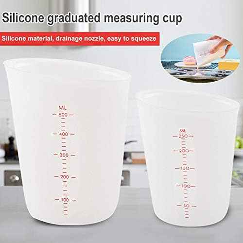 2 Pcs Silicone Cups for Resin,250/500ml Measuring Cup Precise Scale Clear Graduated Cups Non Stick Mixing Cups Epoxy Resin Cups for Handmade Craft Epoxy Resin Casting Molds Art Waxing Kitchen (Clear)