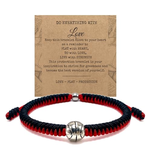 LAMIBEE Adjustable Braided Basketball Bracelet, Jewelry Gift with Team Colors and Inspiration Card, Basketball Accessories for Fans Players (Red and Black) by LAMIBEE - Used condition - US$8.98