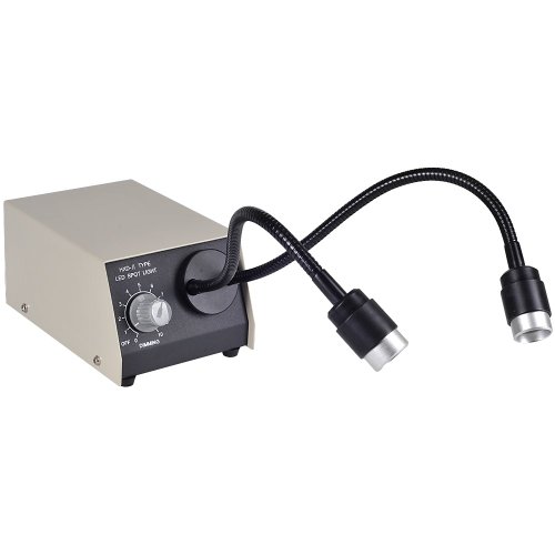 Omano 8W LED Dual Gooseneck Microscope Illuminator - Compact Footprint - 720 Lumens - Adjustable LED