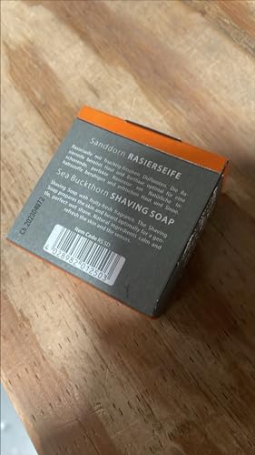 Image of MUHLE Sea Buckthorn Shaving Soap for Men, Classic Lather, Fresh Scent, 65 g | Sea Buckthorn with lime and orange notes; dense creamy foam prepares beard hair for wet shaving, created for every skin type.