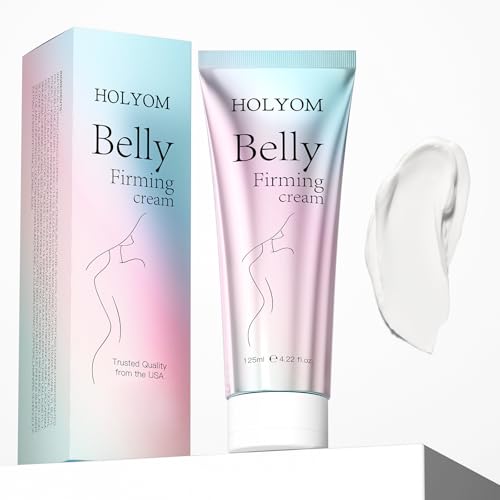 HOLYOM B Flat Belly Firming Cream: Premium Skin Tightening & Moisturizing for Stomach, Women Body Lotion for Firmness and Lift of Thighs & Butt - Pregnancy Skin Firming - 4.2 Fl Oz
