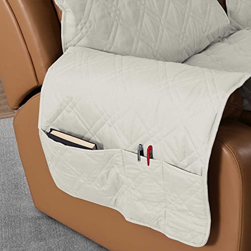 Recliner Sofa Slipcover Couch Covers, One Piece Non Slip Recliner Couch Cover For Loveseat 3 Seater Cushion Couch With Elastic Straps, Washable Furniture Protector For Kids, Pets (3-Seater, White) #TOP2