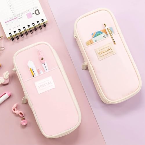 Image of Kawaii Cute Aesthetic Pencil Case for Girls & Boys | 3 Layer 6 Compartment Large Capacity Pencil Pouch with Zipper | Cartoon Stationery Organizer Bag for Students & Kids