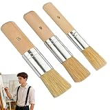 3 Unidades Pinceles de Cerdas Naturales Madera | Pincel para Plantillas Profesional para Pintura Acrílica Óleo Acuarela DIY Proyectos Artesanía & Estarcido (Tamaños 6 8 10)