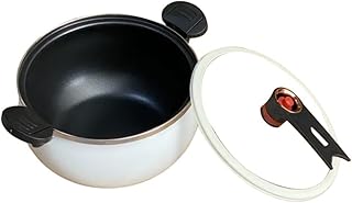Eawfgtuw Olla a presión esmaltada de 8 L, de gran capacidad, color blanco, con diseño de doble oreja, para cocina doméstica de tamaño familiar y multicolor (blanco plateado)
