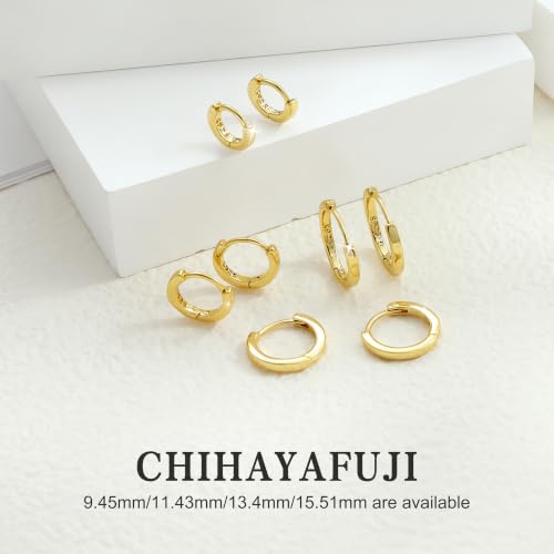 Chihayafuji Small 14K Gold Hoop Huggie Earrings for Women Waterproof Hypoallergenic Stud Cartilage Sensitive Non Tarnish Free Ears Earring Set for Trendy Dainty Jewelry Party Gifts — view 6