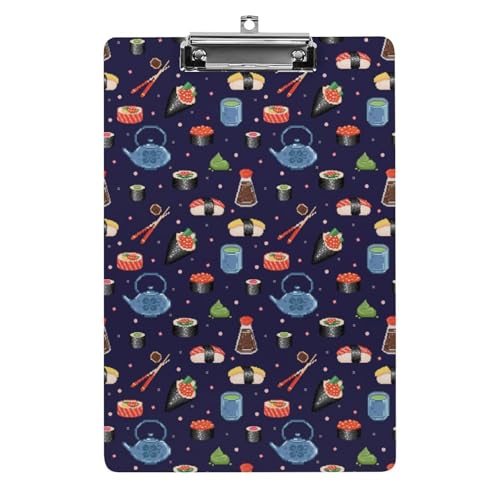 クリップボード A4 縦型 おにぎり柄 寿司柄 ファイルボード 壁掛け 画板 書きやすい お会計ボード て持ち運びやす 文書整理 文房具 会議パッド 事務用品 メモ 学校 家庭用バインダー