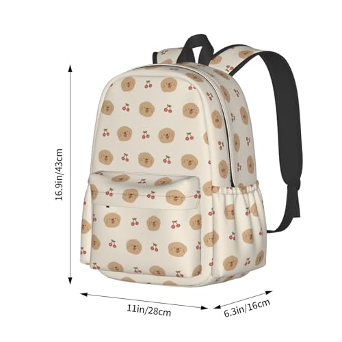 Cartoon Dog Cherry Casual Daypack Laptop Bag School Bookbag Travel Backpack For Kids Teen Boy Girl2