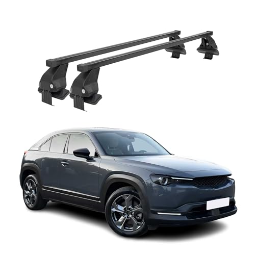 OMAC - Barras de techo transversales de acero para Mazda CX-30 2020-2026 - Antirrobo Incluido - Probadas City Crash - DIN 75302:2019 - ISO/Paso 11154:2006 - Carga Max 50 kg Negro