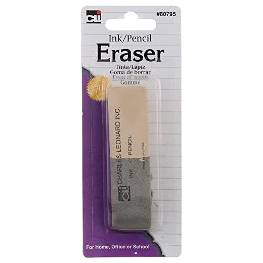 Charles Leonard 2 Sided Ink and Pencil Eraser, Gray/White (80795)