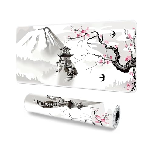 Giecy - Giecy Gaming Mouse Pad, XXL Keyboard Mouse Mat Desk Pad with Non-Slip Rubber Base for Office & Home Computers, Laptop, Gaming (Ink Painting, 80 x 30 cm)