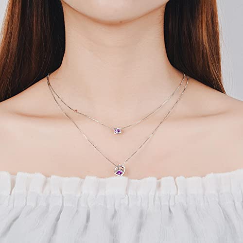 Collier en Argent 925 de luxe avec pendentif cube en zircon brillant pour femme