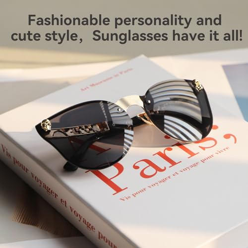 Dollger Rimless Skull Design Cat Eye Sunglasses UV400 Protection2