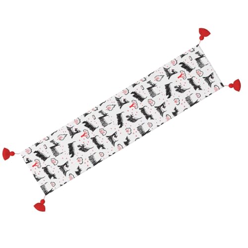 Chemin de table de Noël anti-rayures à pompons pour protéger et décorer votre table de fête