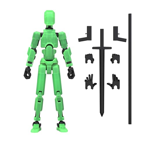 Image of MerryXD T13 3D Action Figure,Assembly Completed Dummy Nova Titan Lucky 13 Action Figure 3D Printed Multi-Jointed Movable Toy Grow in The Dark Green