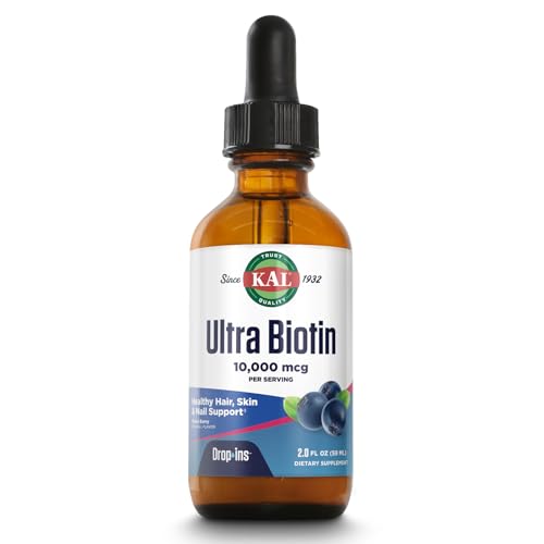 KAL Ultra Biotin 10,000mcg DropIns -Liquid Biotin Drops- High Potency Vitamin B7 - Hair, Skin, and