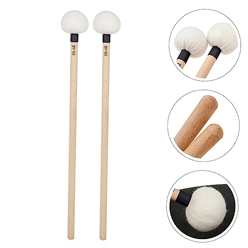 2 baquetas de percusión con mango de madera y cabeza de fieltro para batería miniatura 4