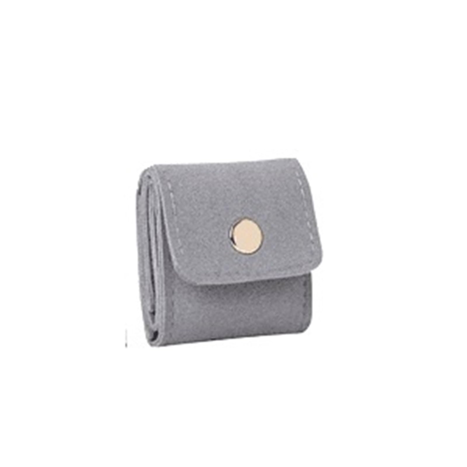 RUWLFE 2Pcs Simple And Portable Compartment Jewelry Bag, Ring Storage Pouch, Small Travel Earring for Rings, Necklaces, Earrings(Grey)