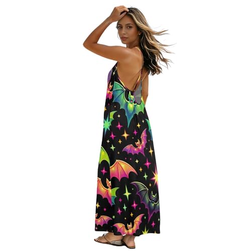 Robe longue d'Halloween chauve-souris fine silhouette pour assumer son dos nu