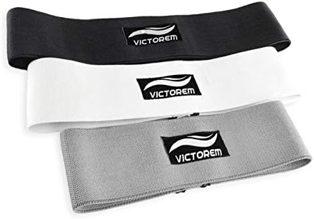 Victorem Resistance Hip Booty Bands Set - Fabric Bands for Glutes and Legs Exercise - with Digital Workout Guide (White, Grey, Black)