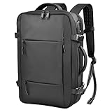 travel inspira Vakuum Rucksack mit TSA-Schloss 65L Rucksack 17.3 Zoll Laptopfach Flugzeug Handgepäck Reiserucksack Erweiterbar und Diebstahlsicher Schwarz Rucksack für Herren Damen