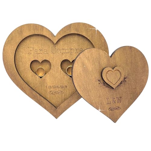 Porta Aliança Coração Caixinha Personalizado Casamento Noivado Namoro Mdf