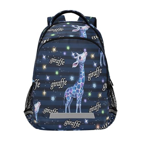 Sac d'école girafe pour filles et garçons avec fond rayé idéal comme sac de voyage
