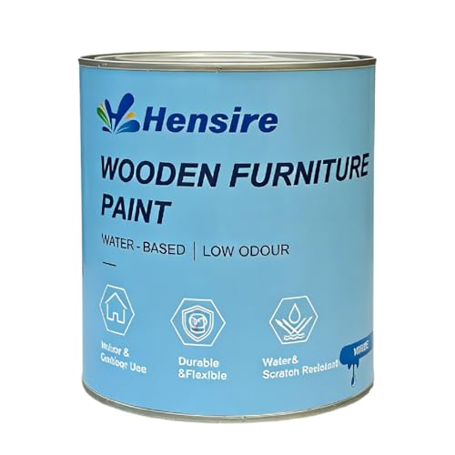 Hensire Wood & Furniture Paint 35oz Black, All-in-One No Sanding, Water-Based, Non-Toxic & Low Odor|Fast Drying Wood Paint for Indoor/Outdoor Furniture, Cabinets and Door