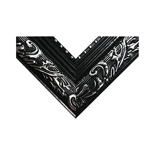 Cadre baroque noir et argent 28x35 cm | Moulure d'exception artisanale - 3