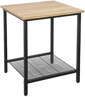 VASAGLE End Table, Side Table and Nightstand, Industrial Style, Heavy-Duty Steel Frame, Living Room Bedroom, Simple Assembly, Honey Brown and Black LET202B05