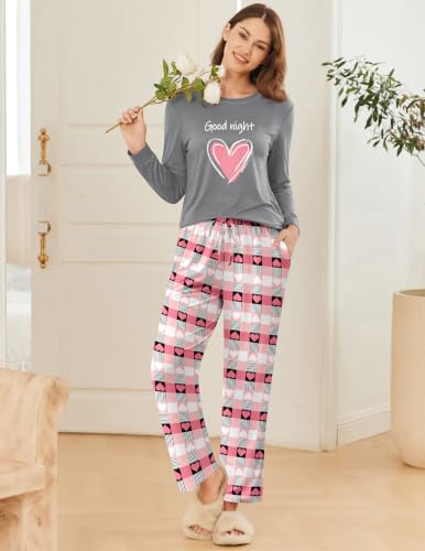 Ekouaer 2 Pack Women Pajama Long Sleeve Sleepwear Soft Loungewear Pjs Sets — view 2