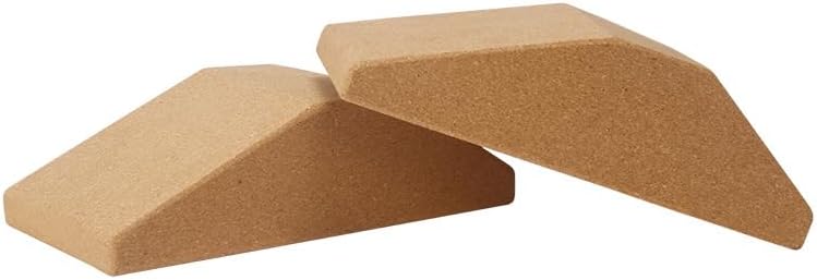 Cork Yoga Block Wedge Set, High Density Squat Block for Knee Support, Durable Exercise Brick with Carry Bag, Fitness Accessory for Home Gym