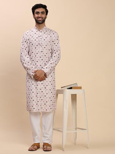 Image of Pro-Ethic Style Developer Men's Cotton Printed Kurta Pajama Set Traditional Outfit | Mandarin Collar (E-129)