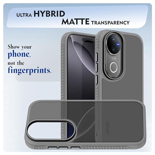 Image of V-TAN Back Cover for Vivo V50 5G Matte Finish Transparent Case, Transparent Clear, TPU, Camera Protective Shockproof Cover, Gray