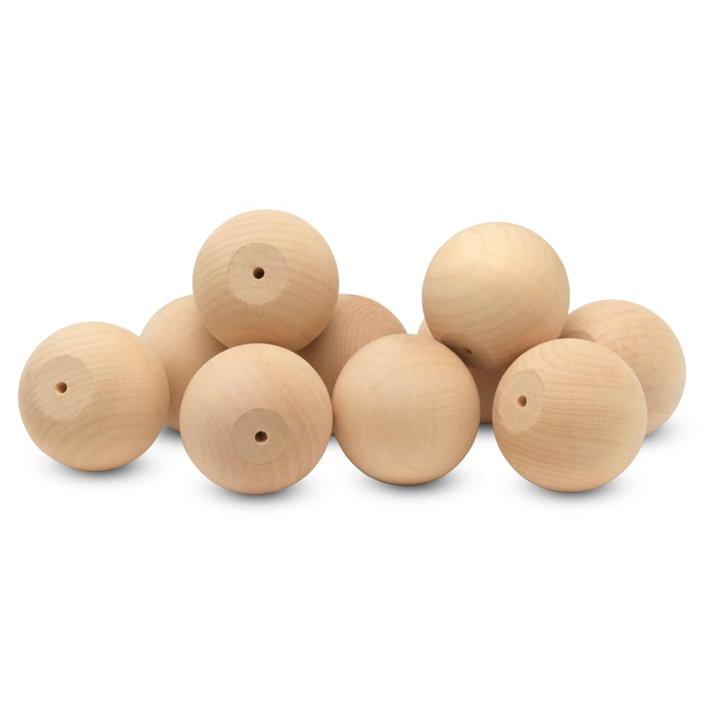 Woodpeckers Unfinished Wood Ball Knobs 2-1/2 inch for Kitchen Cabinet Knobs, Drawer Knobs, Dresser Knobs and Crafts, Pack of 12