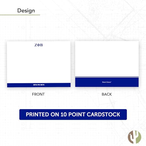 Image of Desert Cactus Zeta Phi Beta Notecards ZPB ZPhiB Divine 9 Stationery Cardstock 10 Pack Includes Envelopes Memo Party Thank You (Notecard Design D)