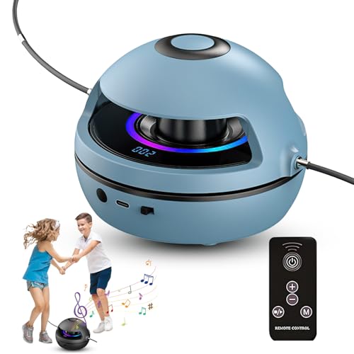 Elektronische Springseil, Bluetooth Springseilmaschine für Kinder, Intelligente Springseilmaschine mit Fernbedienung, LED-Bildschirm,1-10 Geschwindigkeitsstufen,Bluetooth Musik, Farblicht (Blau)