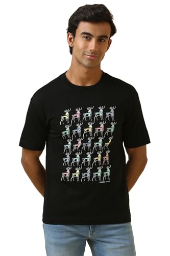 Image of Allen Solly Men's Cotton T-Shirt | Drop Shoulder | Chest Print | Regular Fit | Casual Streetwear Style