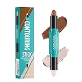 Bronzer Stick & Contour Stick - 2-en-1 Dual-Ended Contouring Maquillage, Crème Sculpting Visage et Highlighter, Kit Maquillage 2 Couleurs pour Contouring Facile et Effet Lumineux Naturel (#1, 24g)