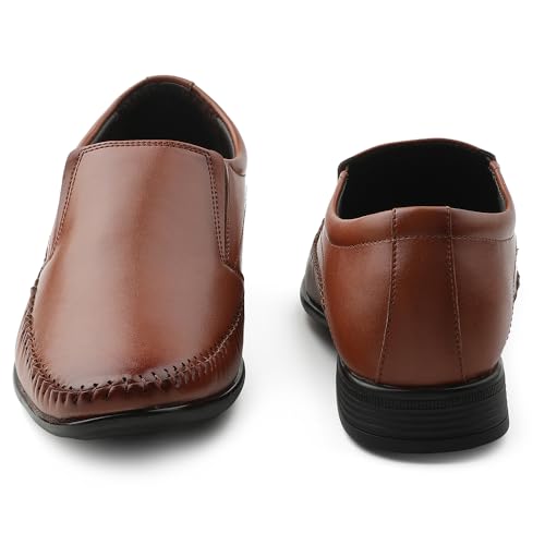 Image of Liberty Fortune HML-18E Moccasin Shoes for Men - Brown, Tan, Non-Lacing Casual Formal Slip-On Moccasin Stylish Shoes Ideal for Office, Party, Comfortable Lightweight