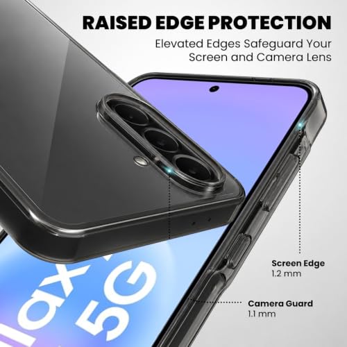 Image of VONZEE Compatible with Samsung Galaxy A57 5G Back Cover Case Clear,[ Anti Yellow ][Military Grade Protection] Hard PC Back Cover Transparent-Black