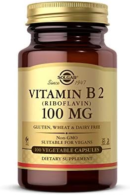 Solgar Vitamin B2 (Riboflavin) 100mg, 100 Vegetable Capsules - Energy Metabolism, Healthy Nervous System - Non-GMO, Vegan, Gluten Free, Dairy Free, Kosher, Halal - 100 Servings
