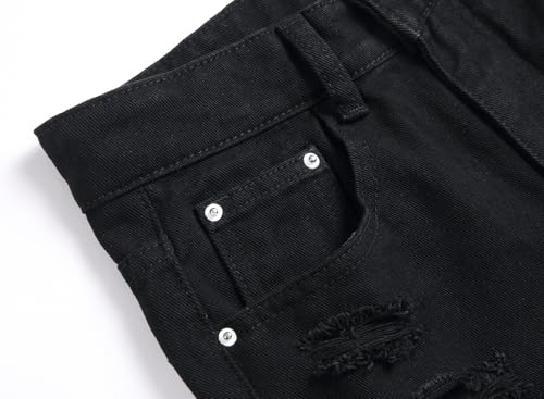 Boy's Ripped Jeans Stacked Destroyed Distressed Skinny Fit Fashion Comfy Denim Jeans Pants2