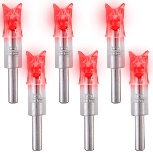 KEAUP Lighted Nocks for Crossbow .300/7.62mm (Red, 6 pcs)