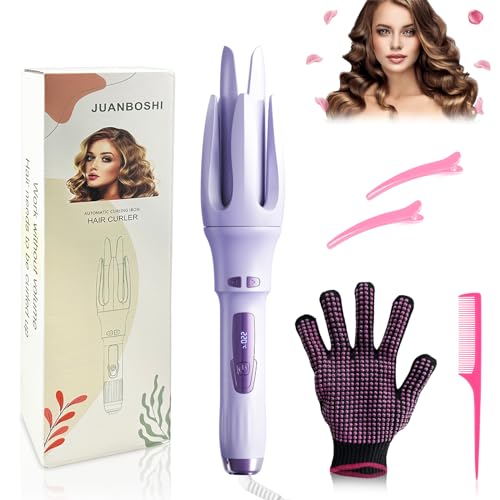 TGTNG® Automatic Hair Curler,Automatic Curling Iron with 4 Temperatures,Dual Voltage Rotating Curling Iron with 1 1/4 inch Fast Heating and Auto Shut-Off for Professional Hair Styling