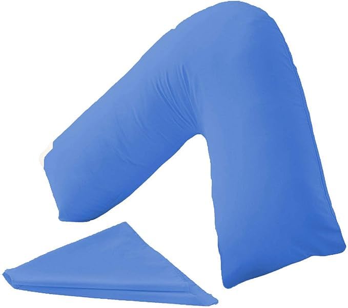 INSAFIANS Orthopedic V-Shaped Pillow with Pillowcase Perfect for Nursing Maternity & Baby Support Pillow (Mid Blue, V Pillow Case Only)