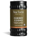 Tea Forte Cherry Cosmo Herbal Tea, Loose Tea Canister Makes 35-50 Cups, Herbal Retreat Organic Herbal Tea, 3.53 Ounces