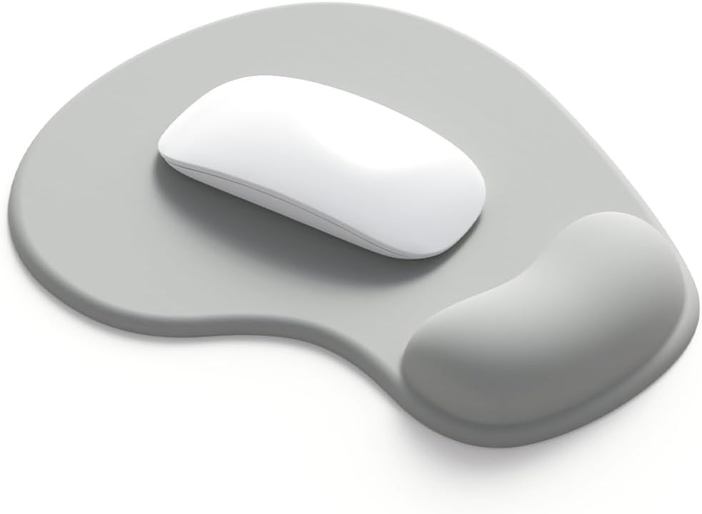 Office Mousepad with Gel Wrist Support - Ergonomic Gaming Desktop Mouse Pad Wrist Rest - Design Gamepad Mat Rubber Base for Laptop Computer -Silicone Non-Slip Special-Textured Surface (02Grey)