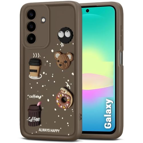 Image of Bintage Back Cover Compatible for Samsung Galaxy M47 5G | Cute 3D Taddy Ball Bear Milk Cake Coffee Silicon Case Full Body & Camera Protection - Brown